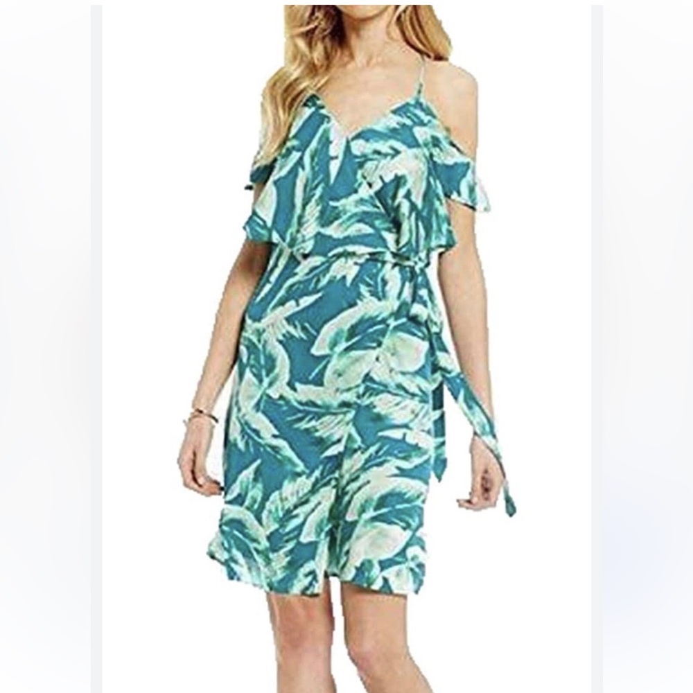 Gianni Bini Teal and White Cold shoulder Dress